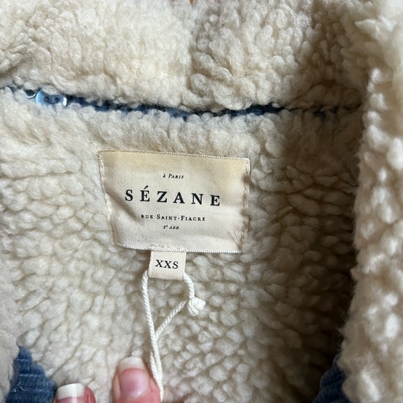 Sezane Blue Corduroy Jacket with Cream Collar - Picture 3 of 4
